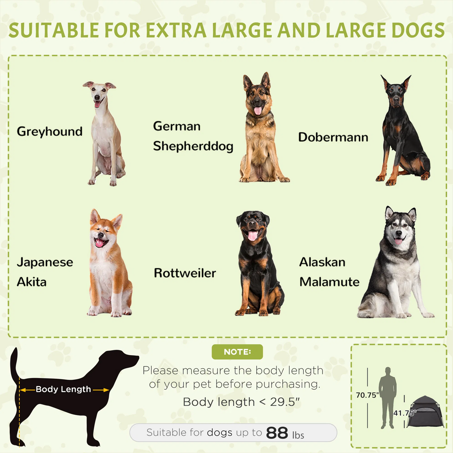 Pop Up Dog Tent for Extra Large and Large Dogs with Carry Bag
