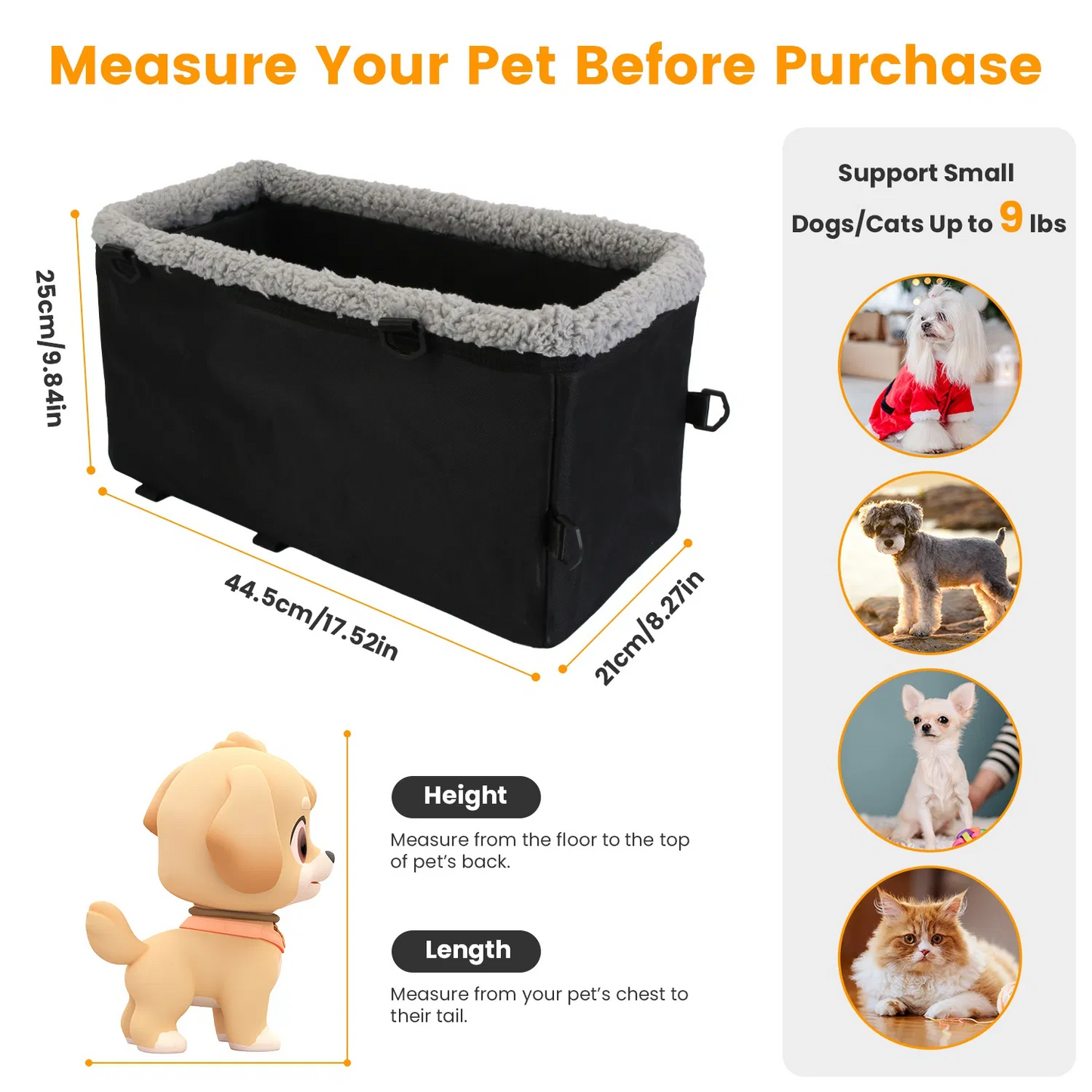Small Dog Car Seat Up to 9 Lbs
