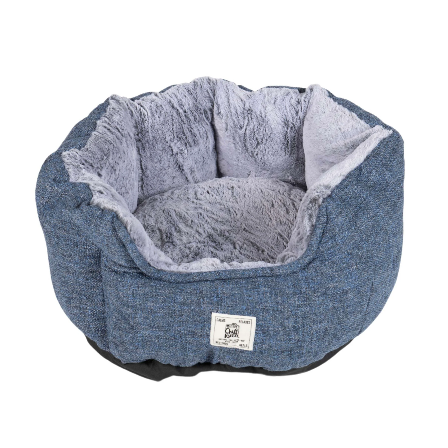 Chill Kuzzi Round Bed for dogs with FIR technology for enhanced relaxation and joint support