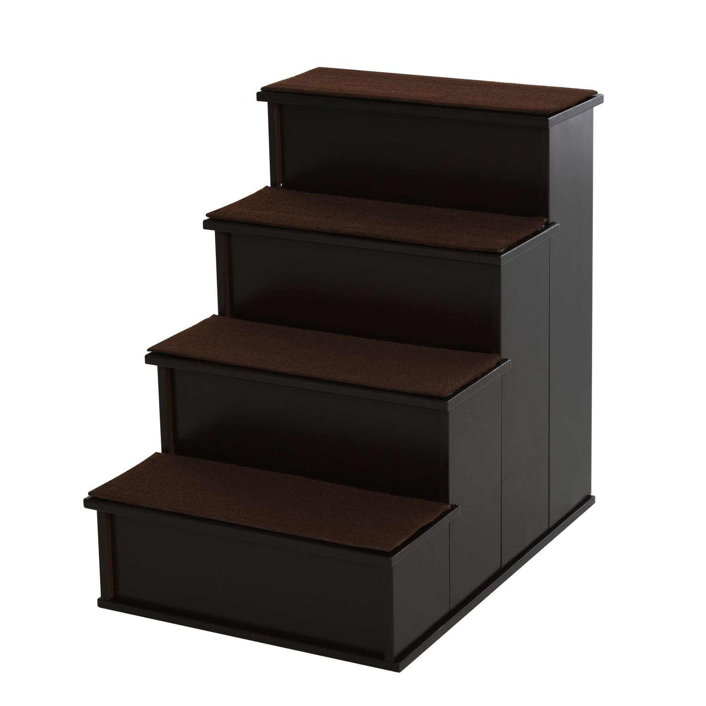 Brown dog stairs with removable plush covering for small pets up to 22 lbs