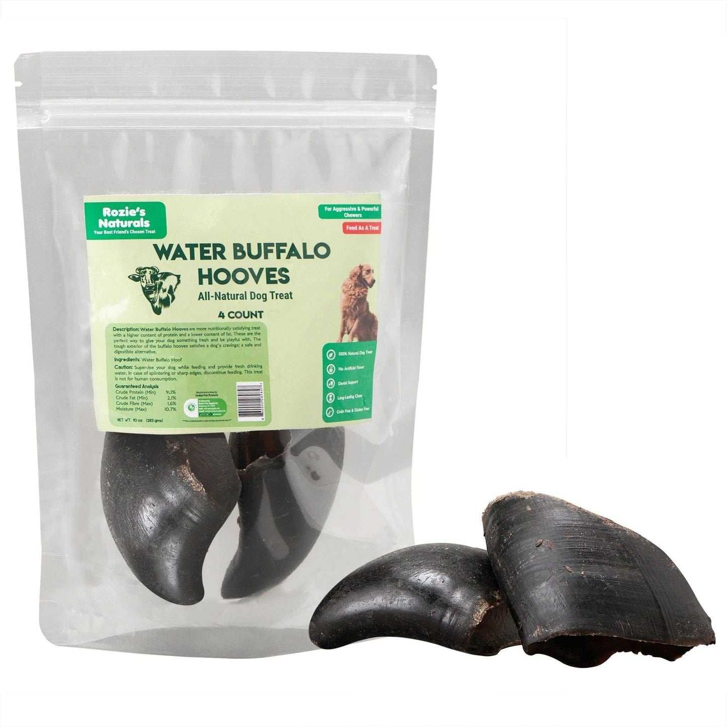 4x Water Buffalo Hooves For Dogs - 10 oz