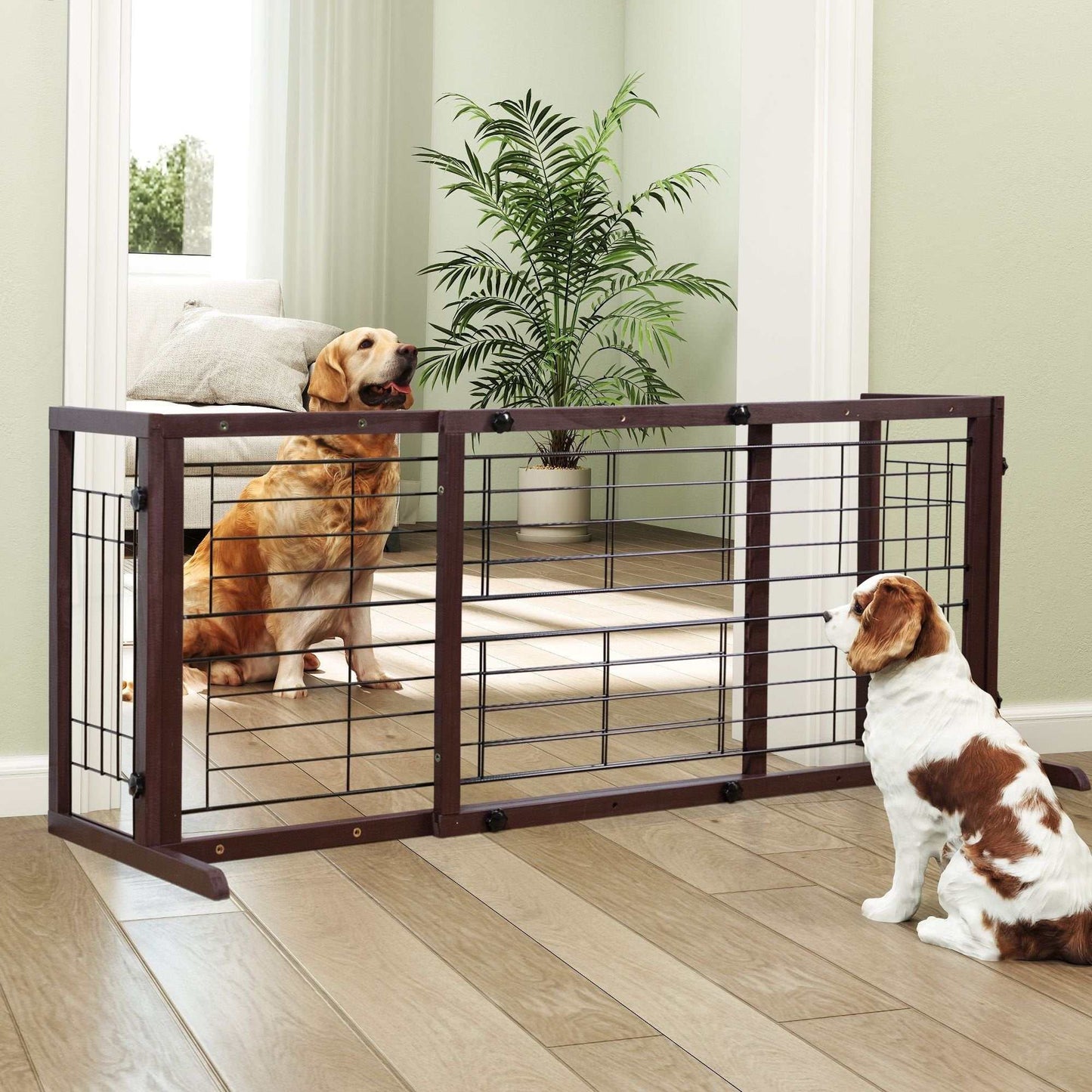Adjustable Wooden Freestanding Dog Gate