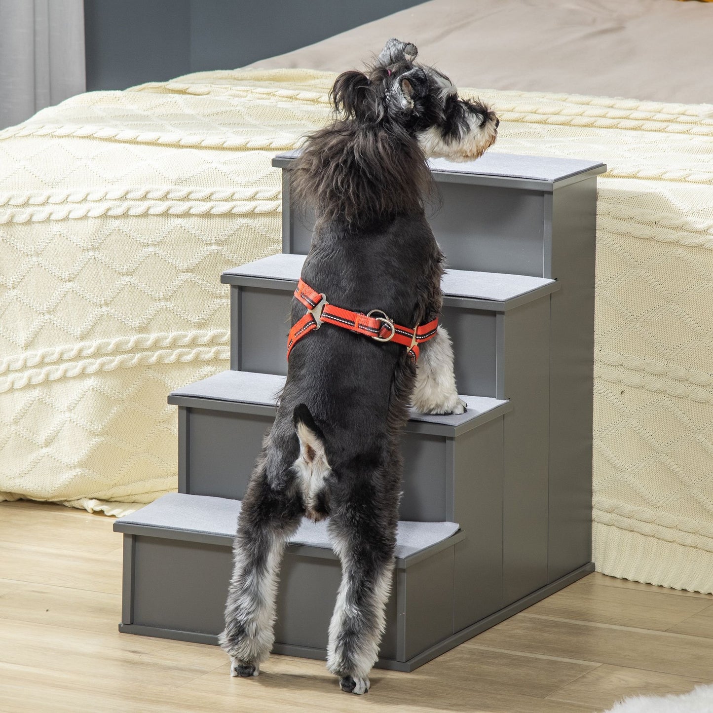 Small Dog Stairs with Removable Covering - Grey