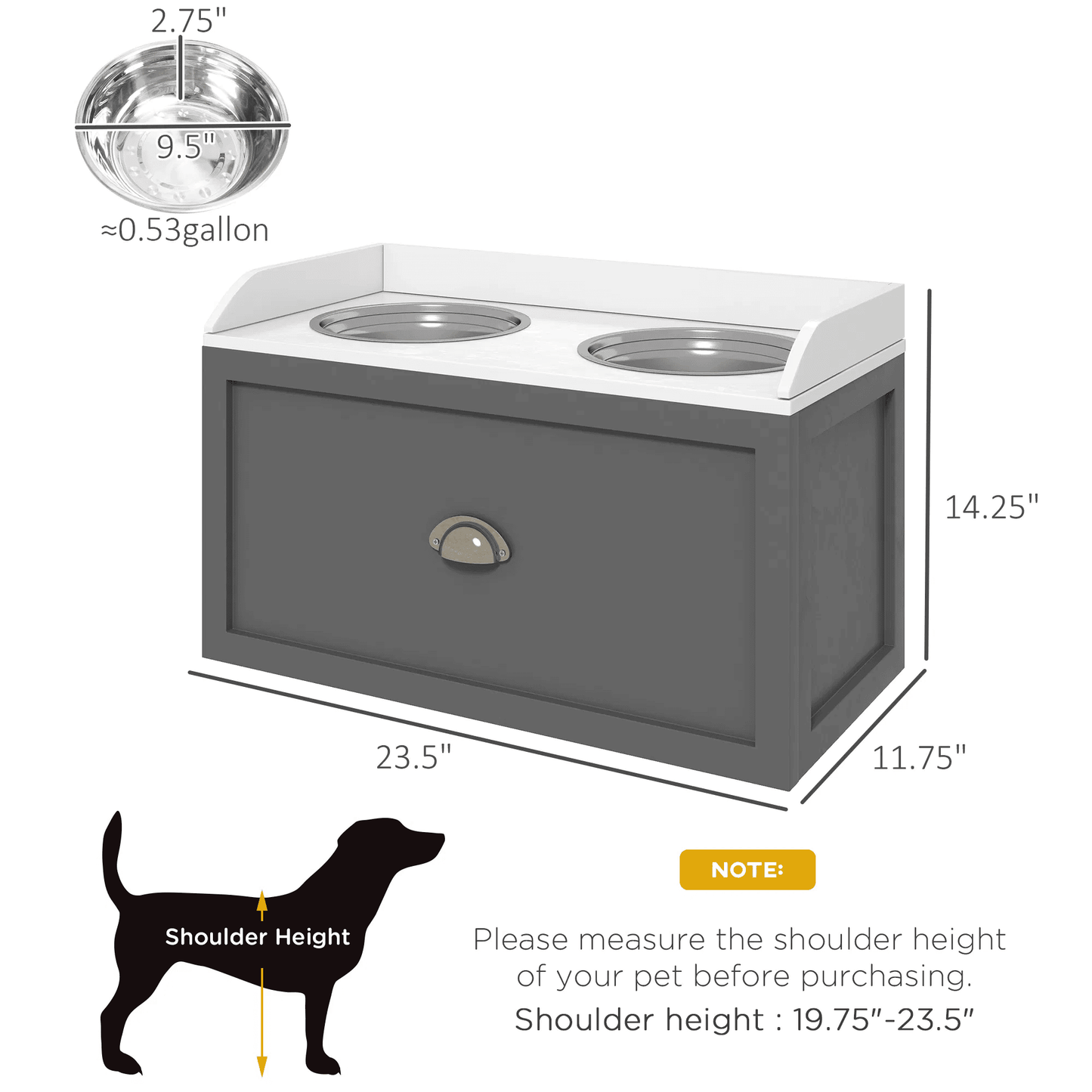 Elevated Dog Bowls with Storage Drawer