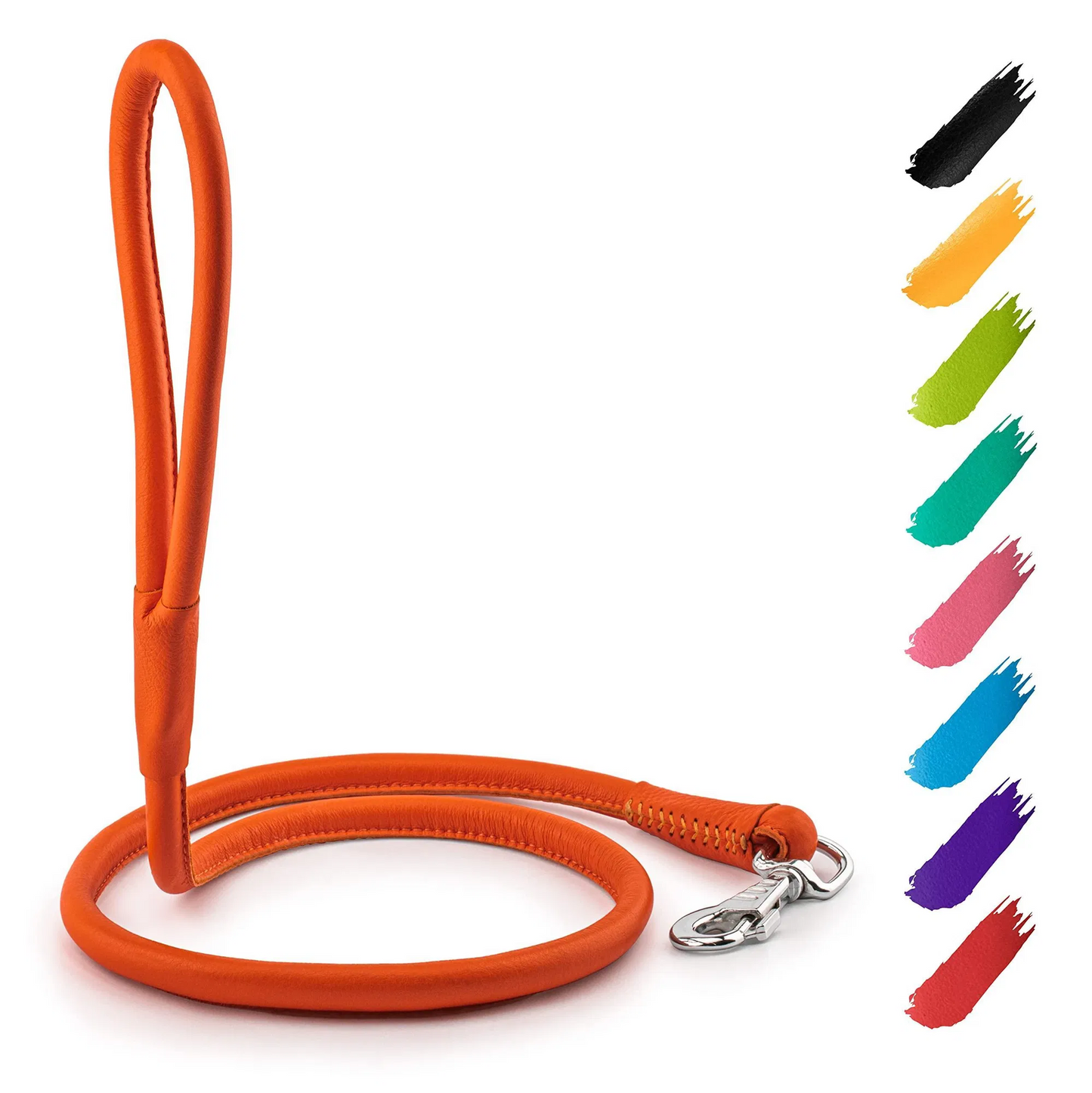 4ft Leather Rolled Dog Leash