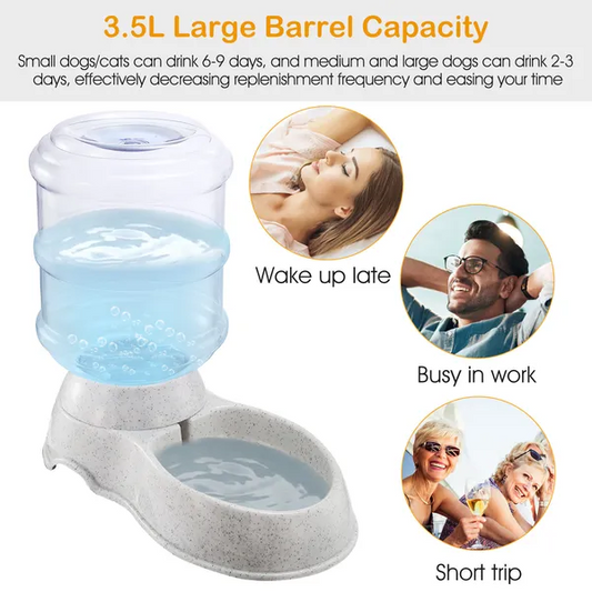 1 Gal/3.5L automatic dog water bowl with gravity feed and anti-slip base