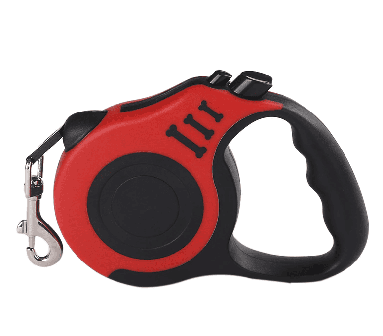 16.5FT automatic retractable dog leash with brake and lock system, ergonomic grip, and tangle-free swivel snap