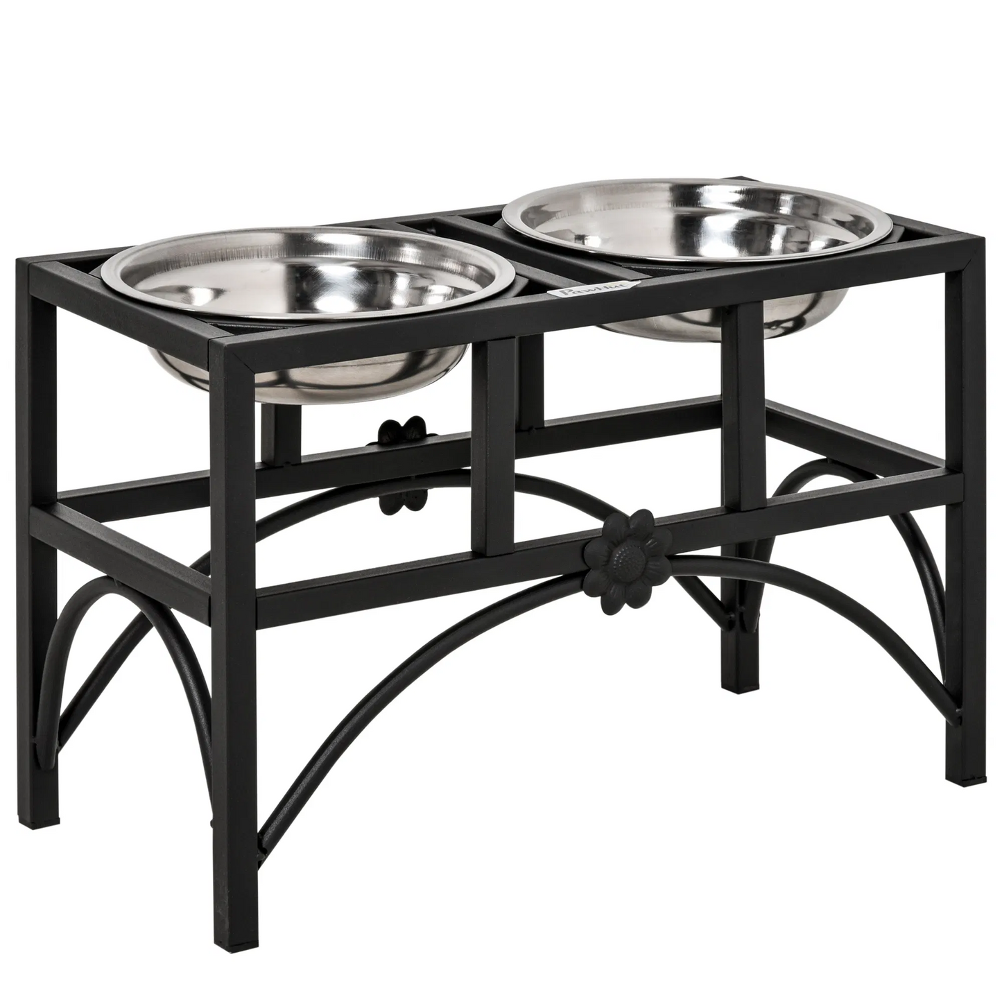 17" Heavy Duty Elevated Dog Bowls with stainless steel bowls and non-slip iron frame for improved pet digestion and durability