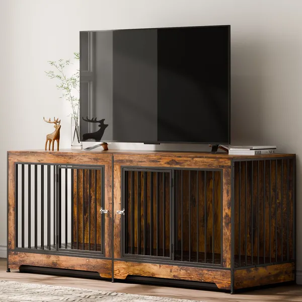 75" Furniture Style Dog Crates with Double Doors
