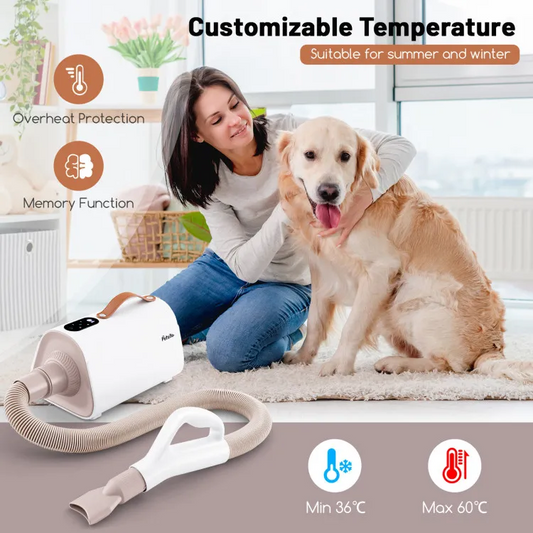 Hair Dryer for Dogs with Adjustable Temperature