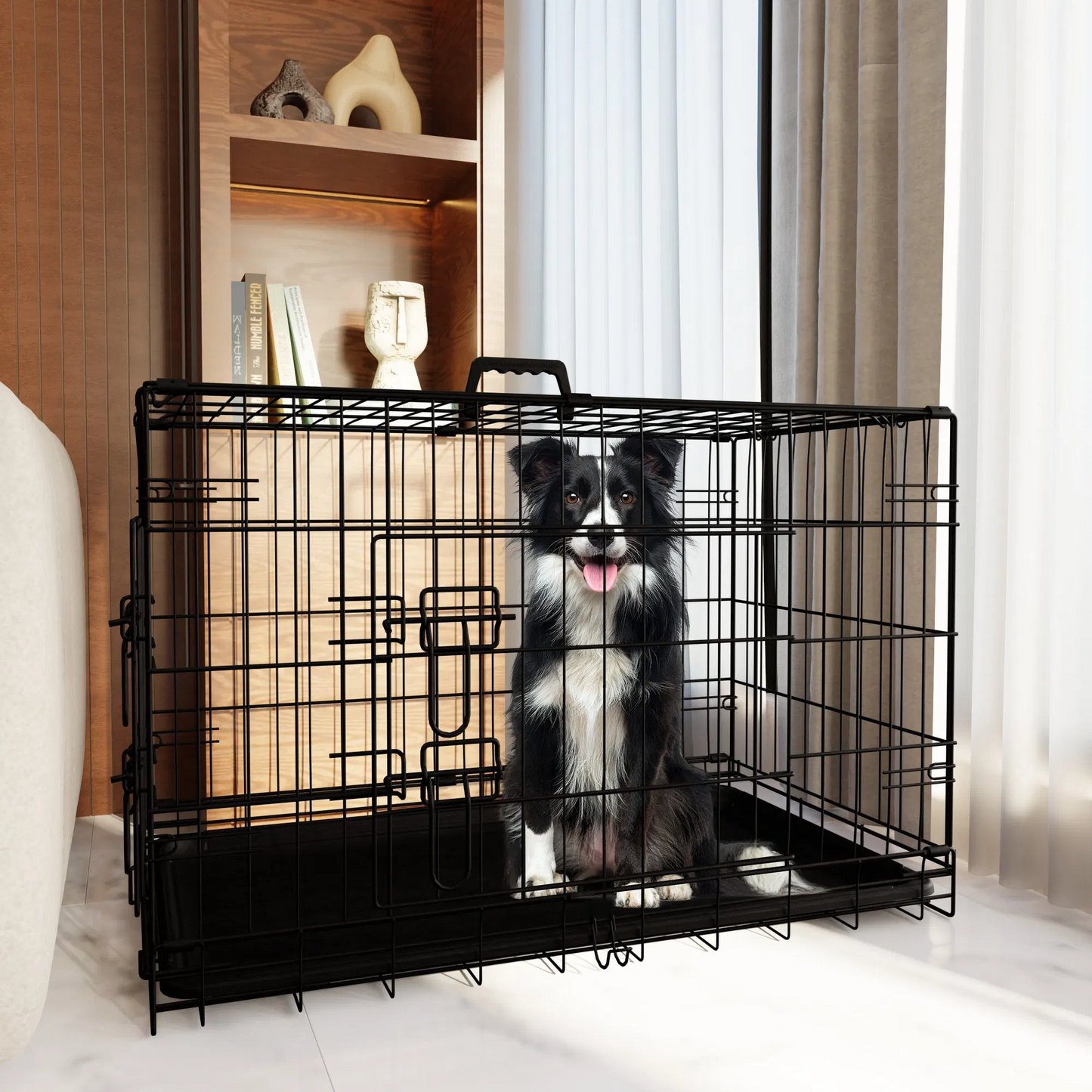 Folding Wire Dog Crates with Divider and Double Doors