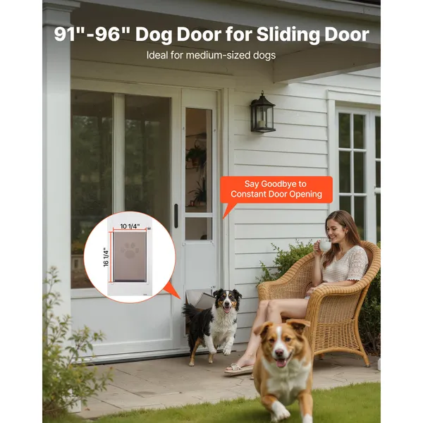 91-96 Inch Adjustable Slider Doggie Door Panel