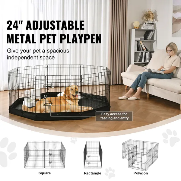 Foldable Metal 8 Panel Dog Pen
