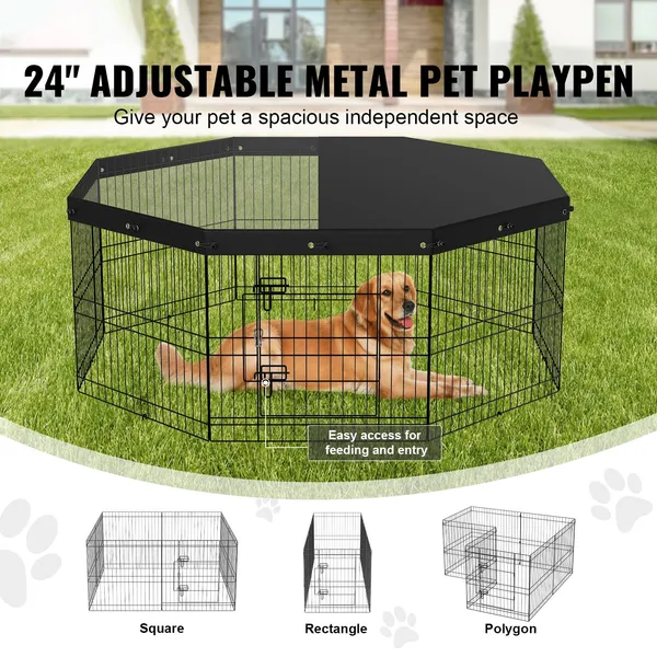 Foldable Metal 8 Panel Dog Pen