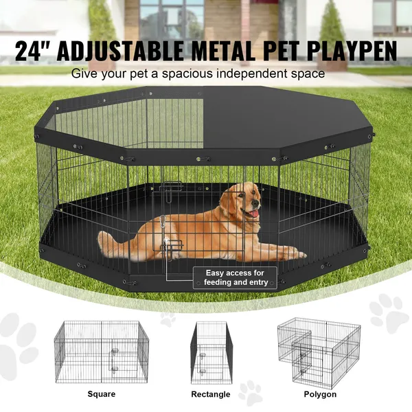 Foldable Metal 8 Panel Dog Pen