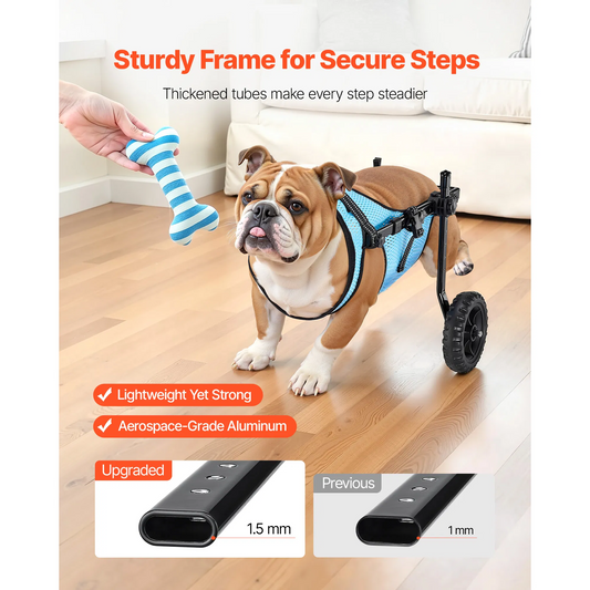 Adjustable 2 Wheels Dog Wheelchair - up to 33lbs