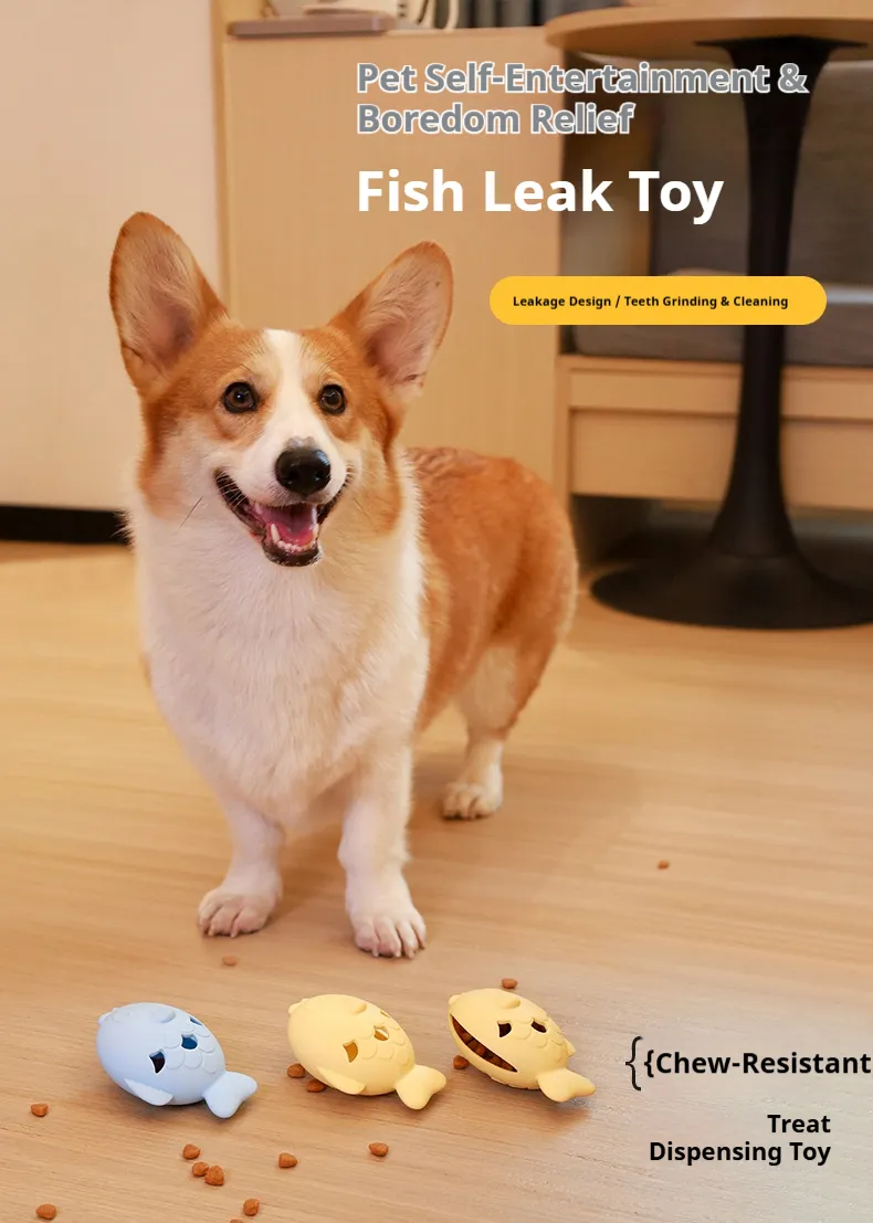 Fish-Shaped Dog Treat Dispenser Toy