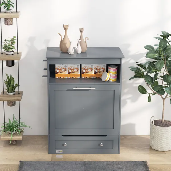 Elevated Dog Bowls with Storage Cabinet