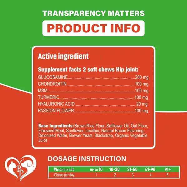 Dog hip and joint supplements promoting healthy cartilage and pain relief