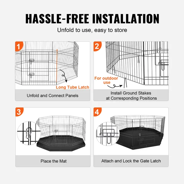 Foldable Metal 8 Panel Dog Pen