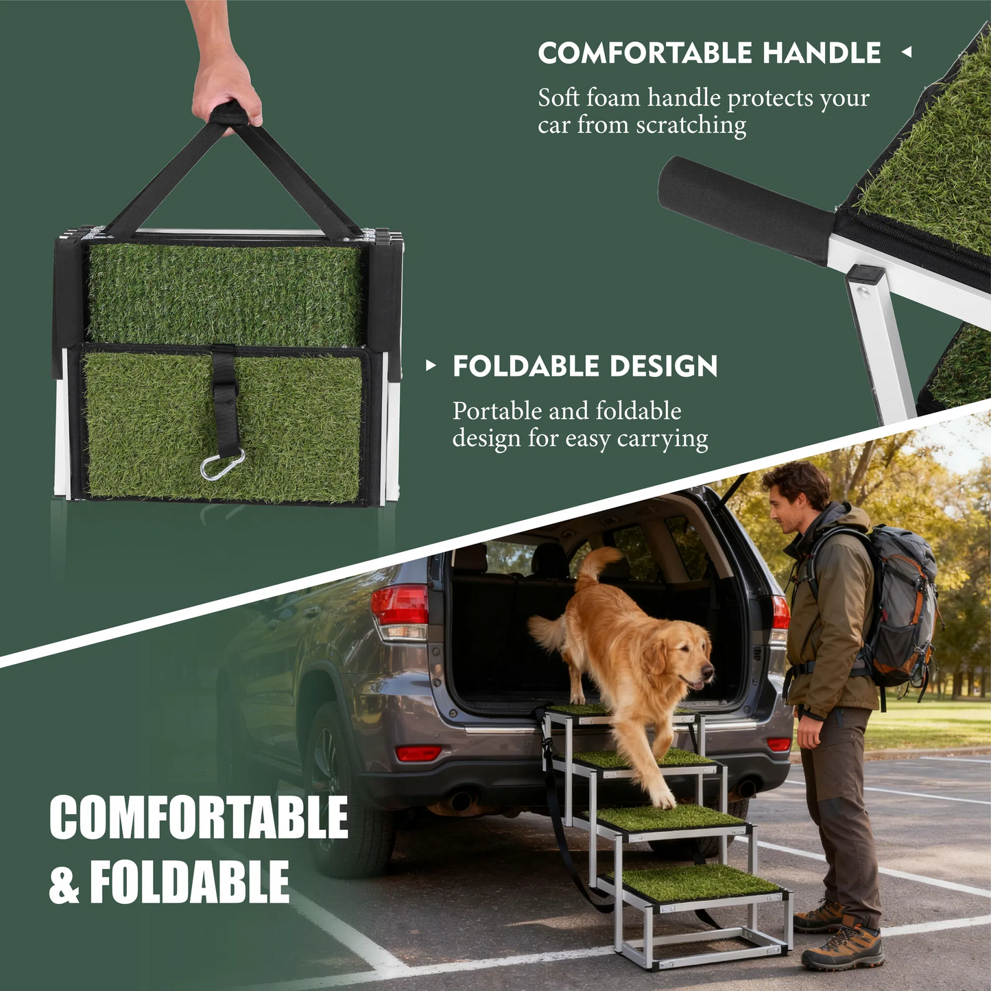 Portable Dog Steps with Non-Slip Surface & Reinforced Design