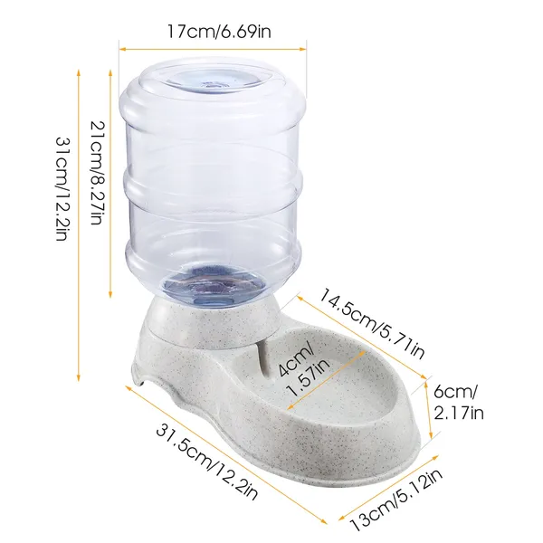 Automatic dog water bowl with 3.5L self-dispensing gravity feeder and anti-slip base