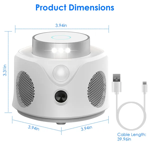 360° ultrasonic pest repeller device with 4 speakers and 3 PIR sensors for effective rodent and insect control