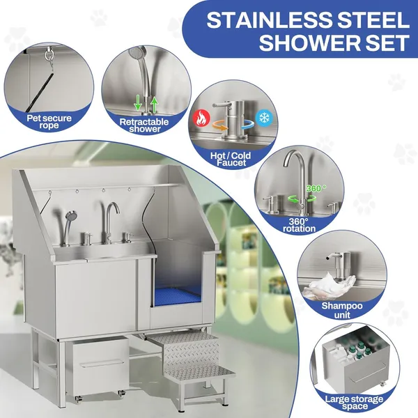 Stainless Steel Elevated Dog Bath