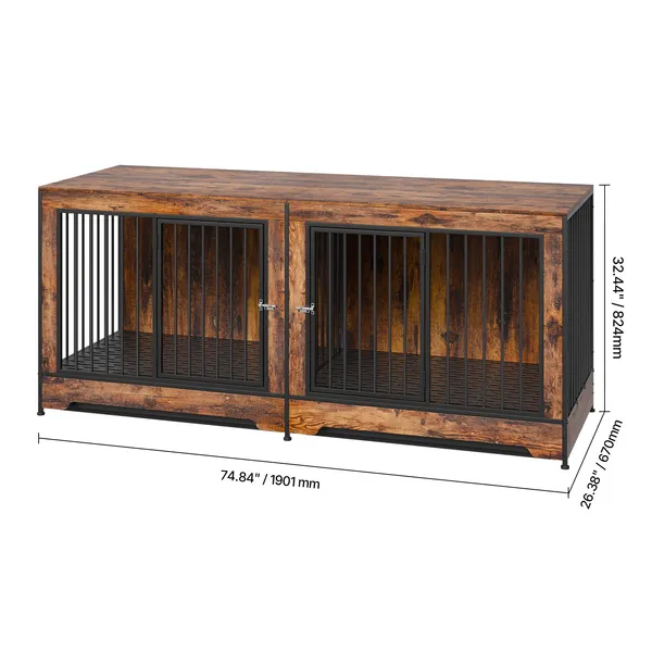 75" Furniture Style Dog Crates with Double Doors