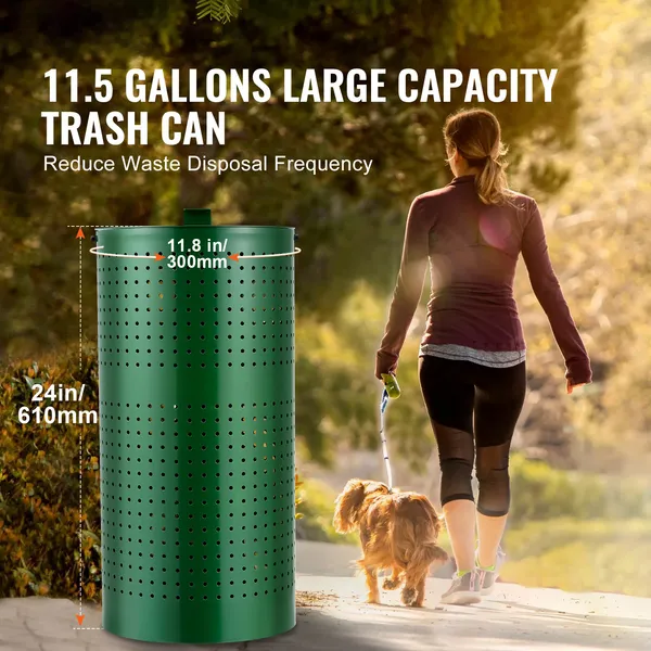 Galvanized steel dog waste disposal system with 50 liner bags and odor-controlling lid