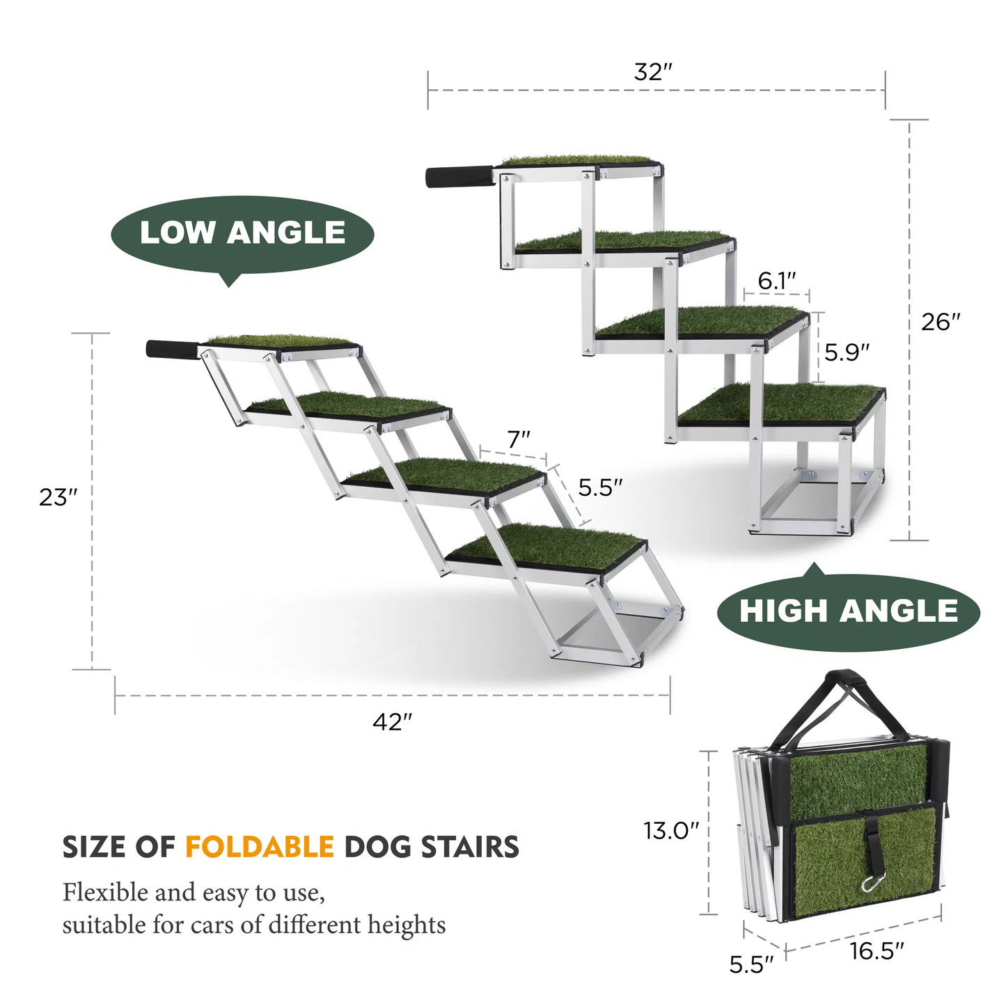 Portable Dog Steps with Non-Slip Surface & Reinforced Design