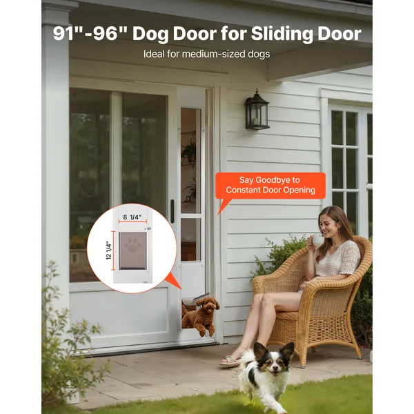 91-96 Inch Adjustable Slider Doggie Door Panel