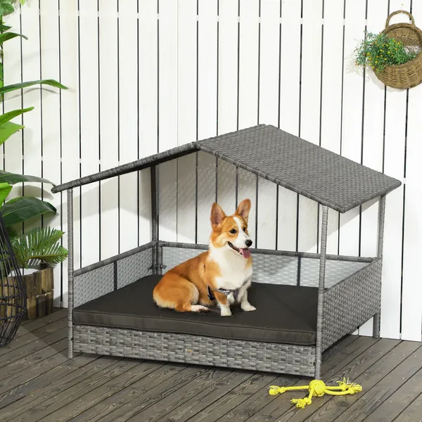 Large Rattan Covered Dog Bed