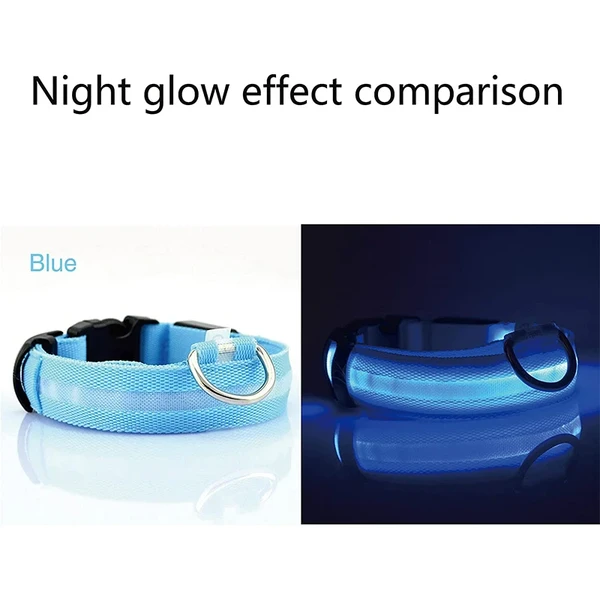 Waterproof Adjustable LED Flat Dog Collar