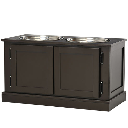Elevated Dog Bowls with Storage - Coffee