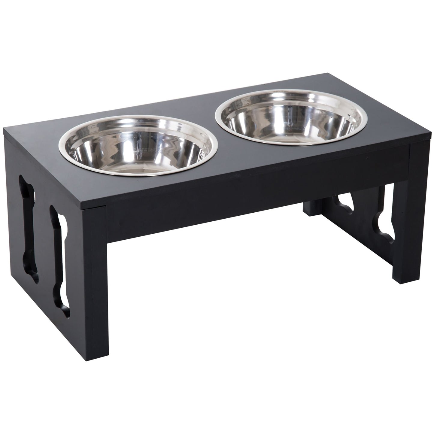 Wooden Elevated Dog Bowl - Black