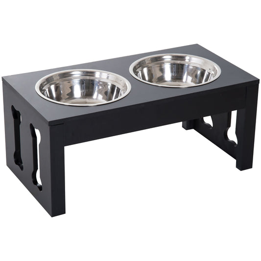 Wooden Elevated Dog Bowl - Black