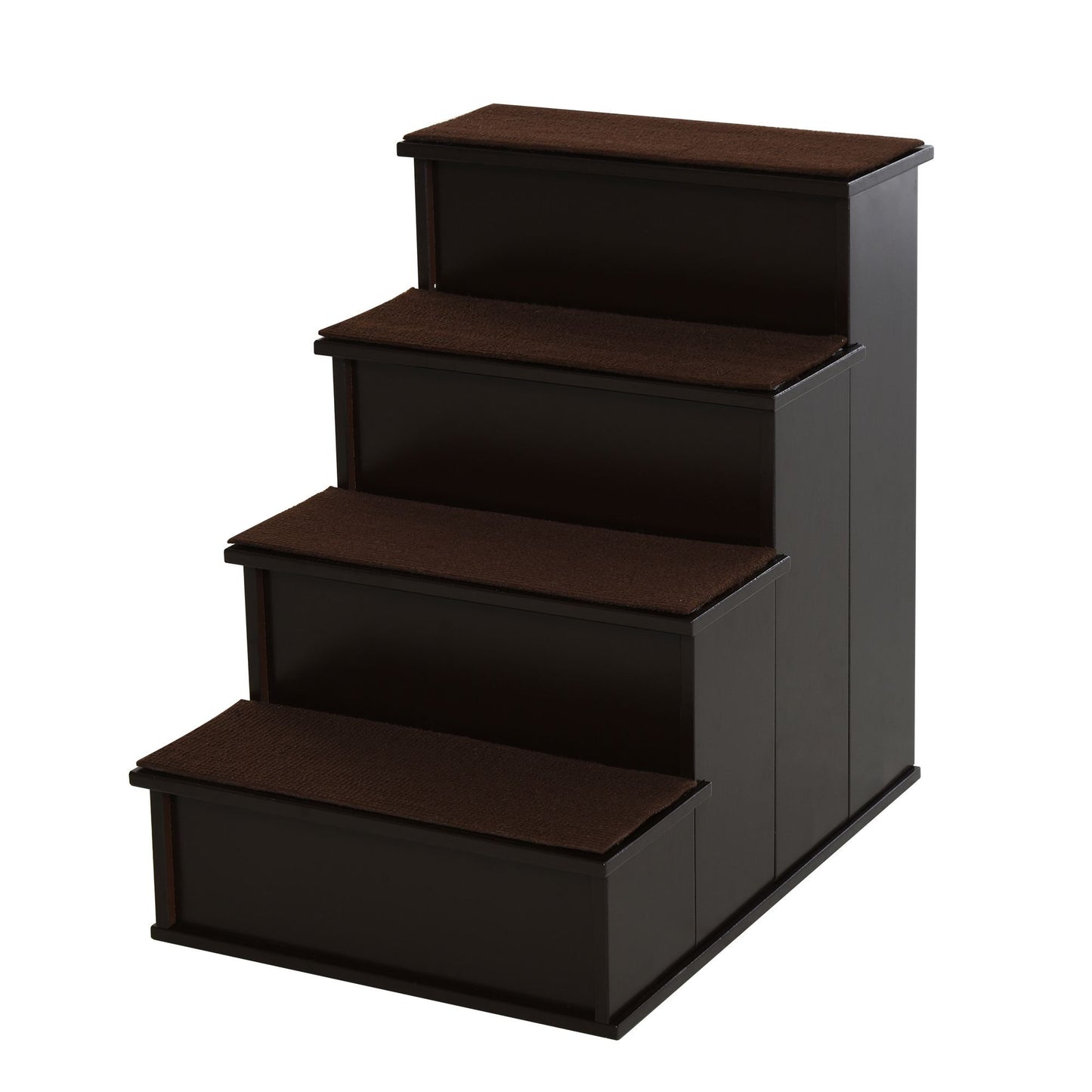 Brown dog stairs with removable plush covering for small pets up to 22 lbs