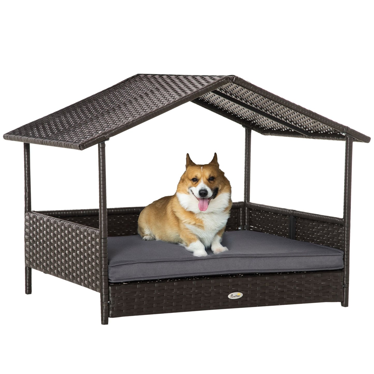 Elevated Covered Wicker Dog Bed