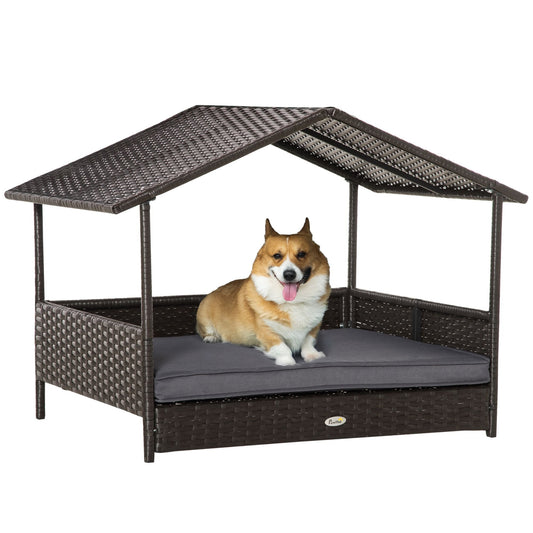 Elevated Covered Wicker Dog Bed