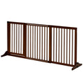 Freestanding Dog Gates with Double Doors - Brown