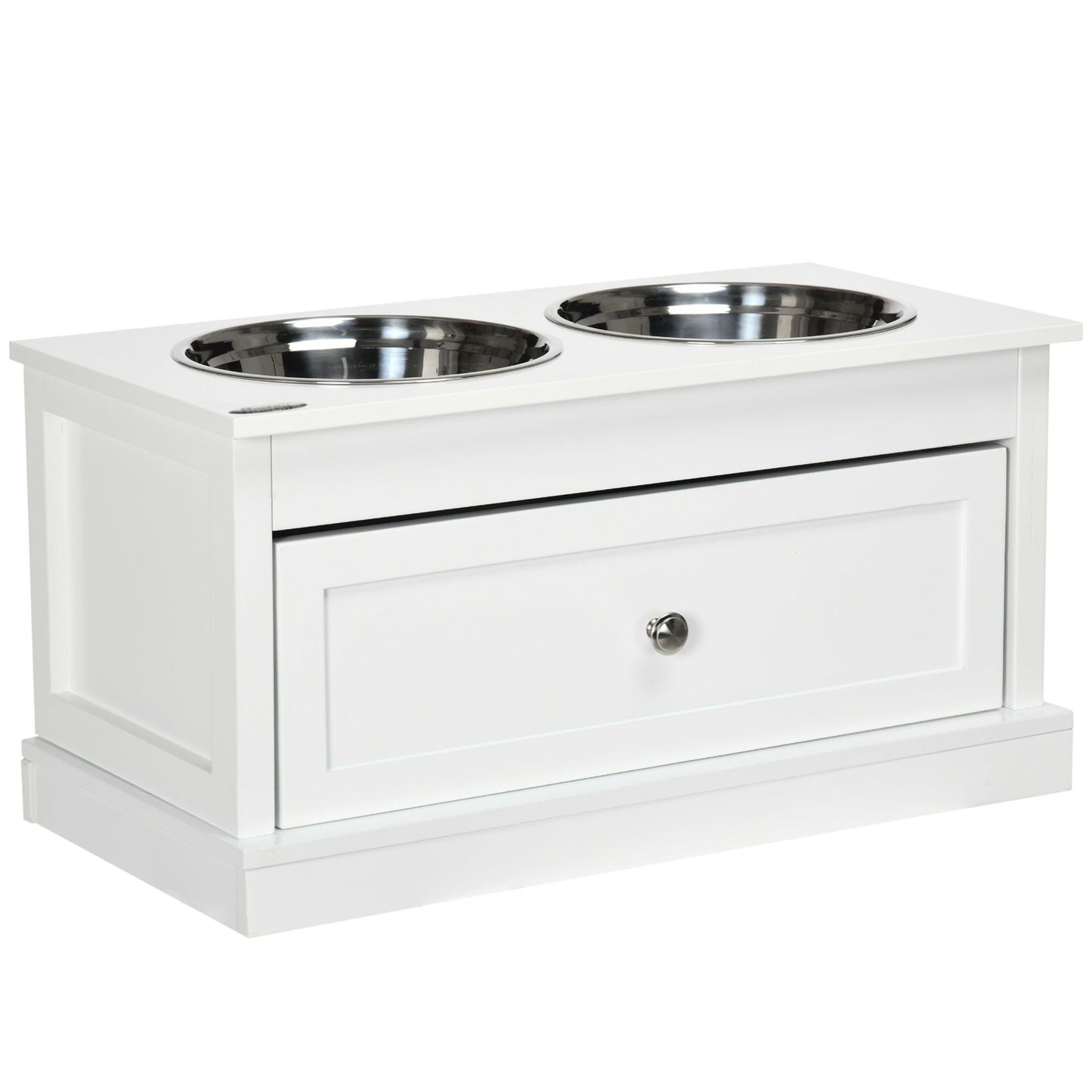 Large Elevated Dog Bowls with Storage Drawer