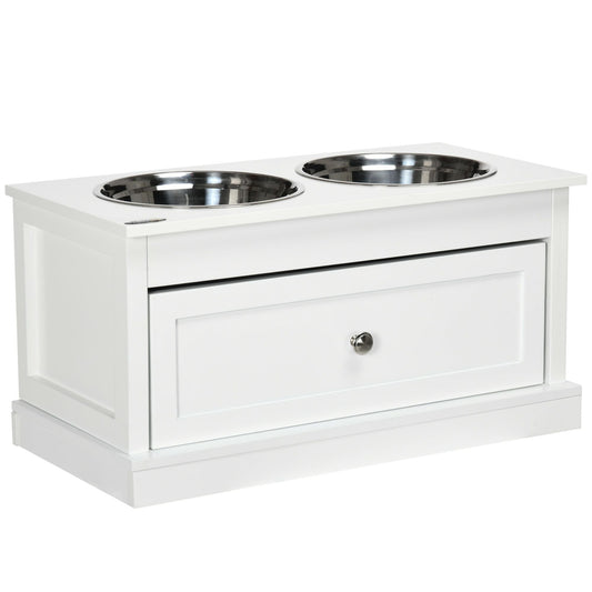 Large Elevated Dog Bowls with Storage Drawer
