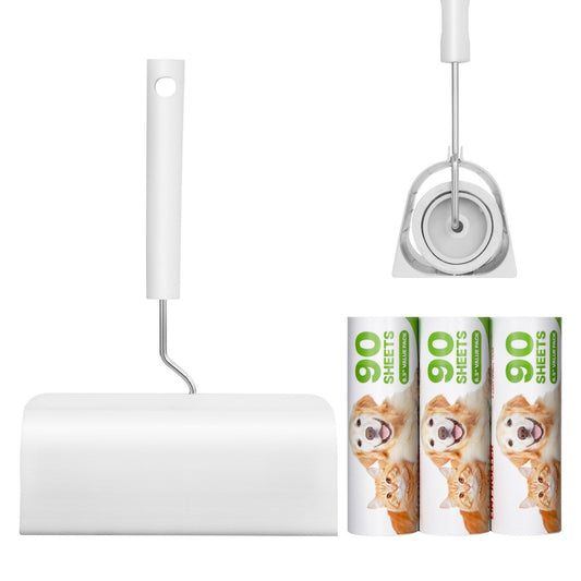 3x sticky lint roller with upgraded handle removing pet hair and lint from clothes and furniture