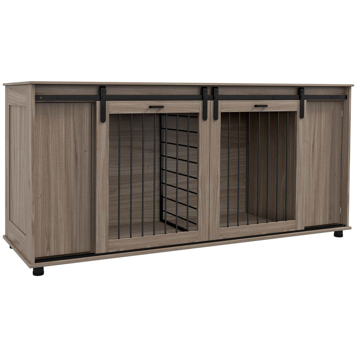 71" Furniture Style Dog Crates with Removable Divider - Walnut