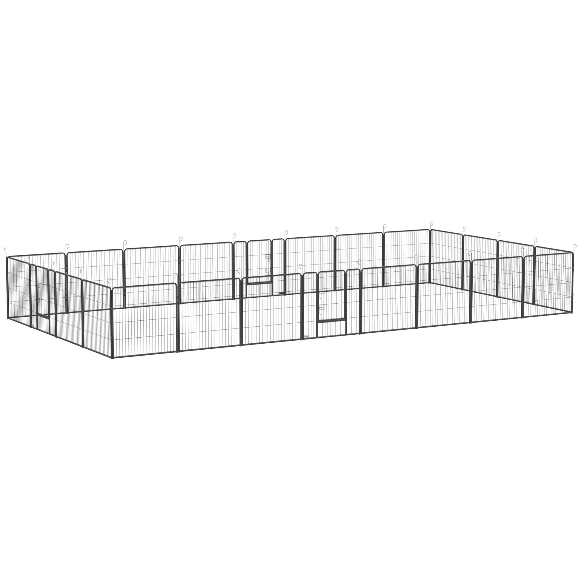 24-panel outdoor dog pens with lockable doors and steel wire construction for small to medium dogs