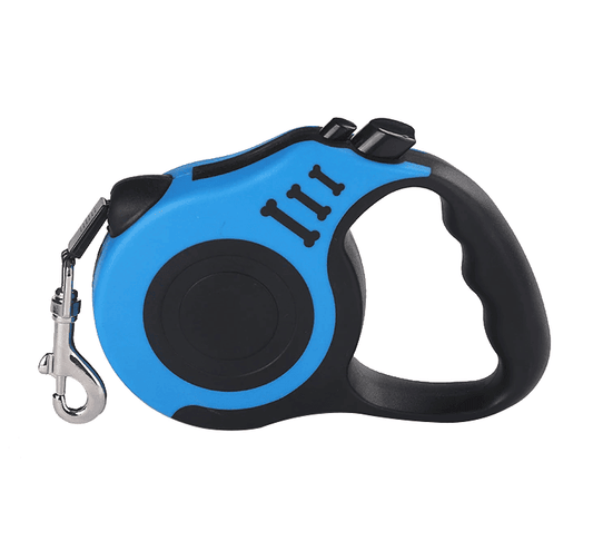 16.5FT retractable dog leash with brake and lock system, ergonomic grip, durable eco-friendly materials, and color-coded belt design
