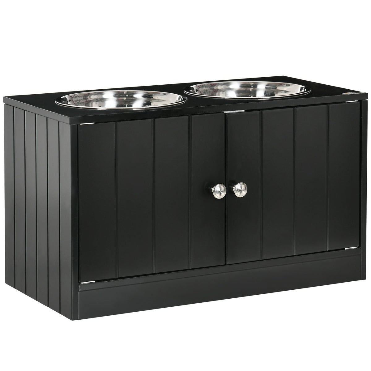 Elevated Dog Bowls with Storage - Black