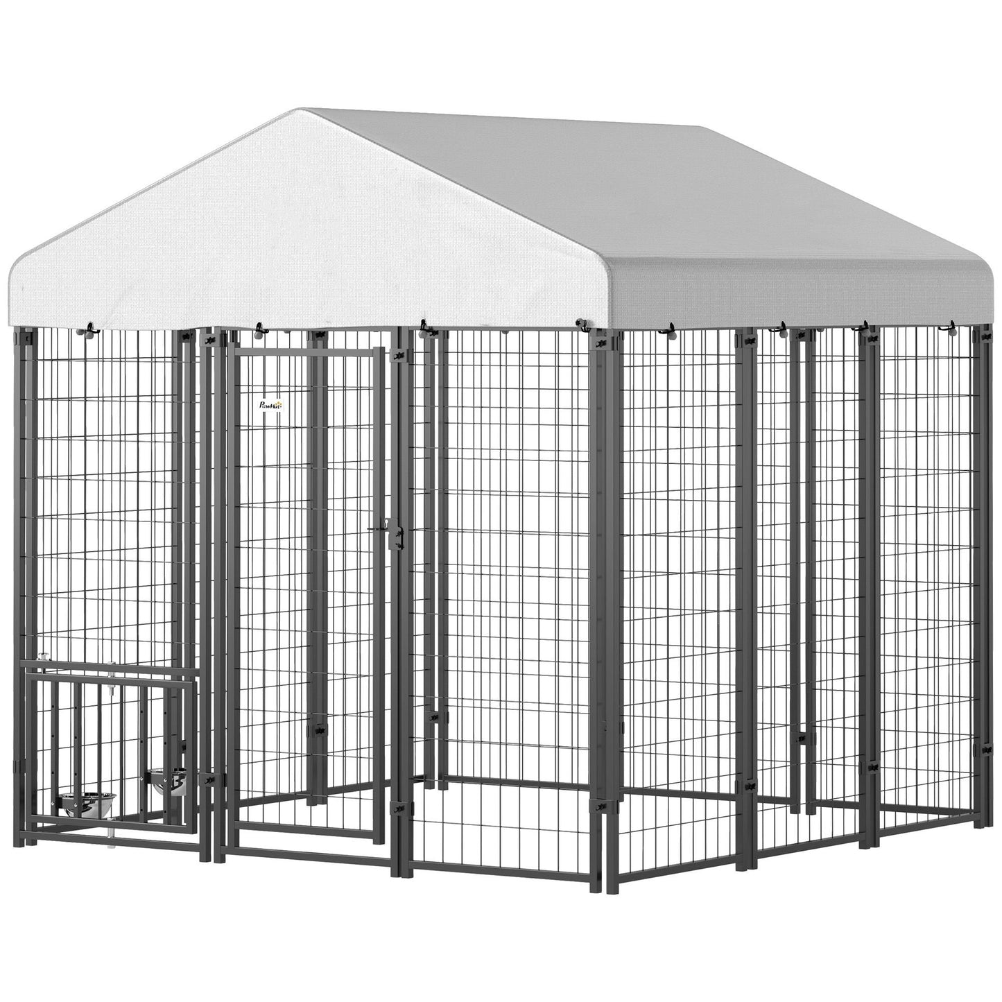 Outdoor Dog Kennel with Adjustable Bowls