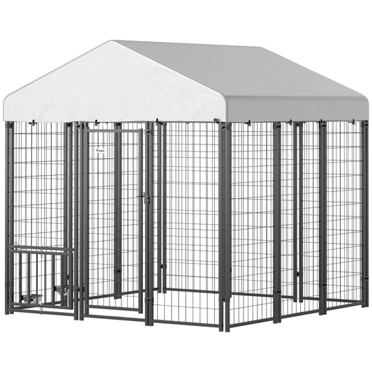 Outdoor Dog Kennel with Adjustable Bowls